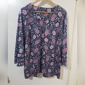 Roz & Ali Paisley Blue & Orange. Statement Sleeves 2X